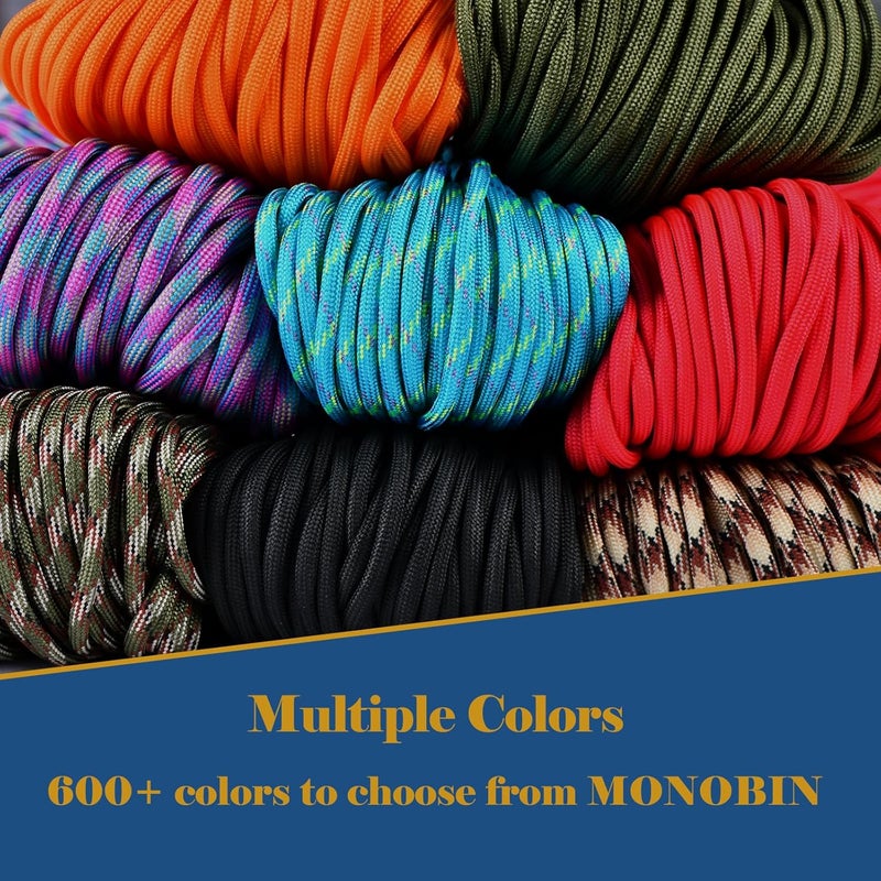 MONOBIN Paracord Rope 100FT for Making Paracord Projects, 4mm 7 Strand Parachute Cord for Lanyard, Survival Bracelets, Clothsline,Hiking - Image 5